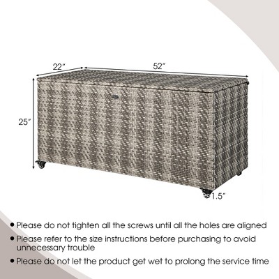 96 Gallon Gray Wicker Deck Box with Wheels
