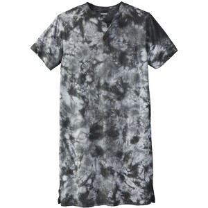 KingSize Men's Big & Tall Short-Sleeve Jersey Henley Nightshirt - 1 of 4
