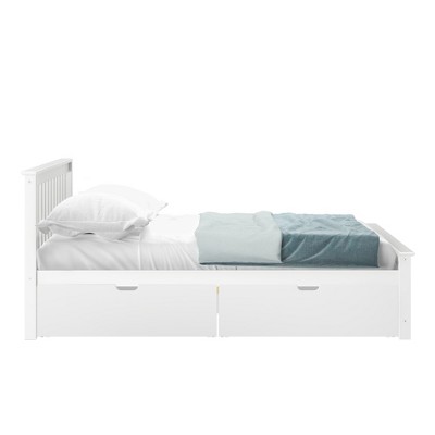 White Pine Queen Bed Frame with Storage Drawers and Headboard