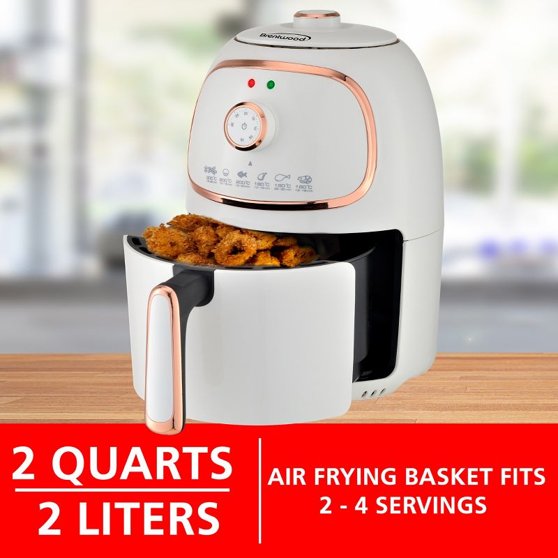 Brentwood 2 Quart Small Electric Air Fryer with Timer and Temp Control- White, 2 of 9