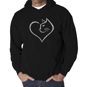 LA Pop Art Cat Heart - Men's Word Art Hooded Sweatshirt - 1 of 4