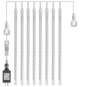 Itopfox Meteor Shower Rain Lights 288 LED 30cm 8 Tubes Blue Icicle Snow Falling Outdoor Christmas Halloween Decoration 1 Pack - 1 of 4