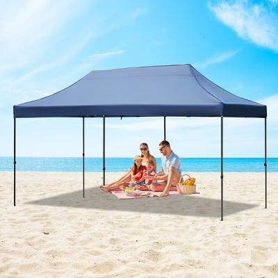 10x20 FT Heavy-Duty Pop-Up Canopy Tent with 6 Sidewalls, UV Protection, Waterproof, Adjustable Height, Wheeled Bag for Outdoor Events-Coolbibila
