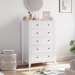 5 Drawers Dresser for Bedroom, Farmhouse Wood Dressers & Chest of Drawers for Clothes, Storage Dressers Organizer for Living Room, Hallway - 1 of 4
