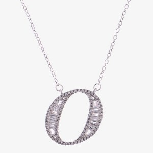 Anna-Kaci Silver Tone Initial Letter Pendant Necklace with Crystal Rhinestone Accents - 1 of 4