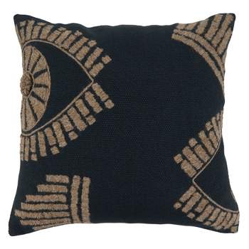 Saro Lifestyle Eye Embroidered Pillow - Down Filled, 20" Square, Black