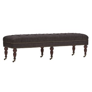 Georgya Tufted Bench with Casters - Dark Gray Linen - Inspire Q
