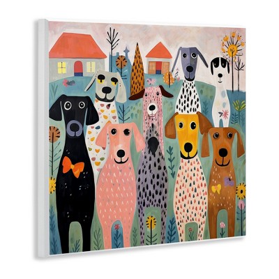 Patterned Dogs & Flowers 12" x 12" MDF Wood Wall Plaque Art
