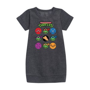 - Teenage Mutant Ninja Turtles - Turtles Character Grid Graphic Short Sleeve Fleece Dress - 1 of 3