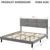 King Size Bed Frame,  New Upholstered King Bed Frame with Square Velvet Headboard, Platform Bed Frame with Batten Bracing, No Box Spring Needed,  Grey - 2 of 4