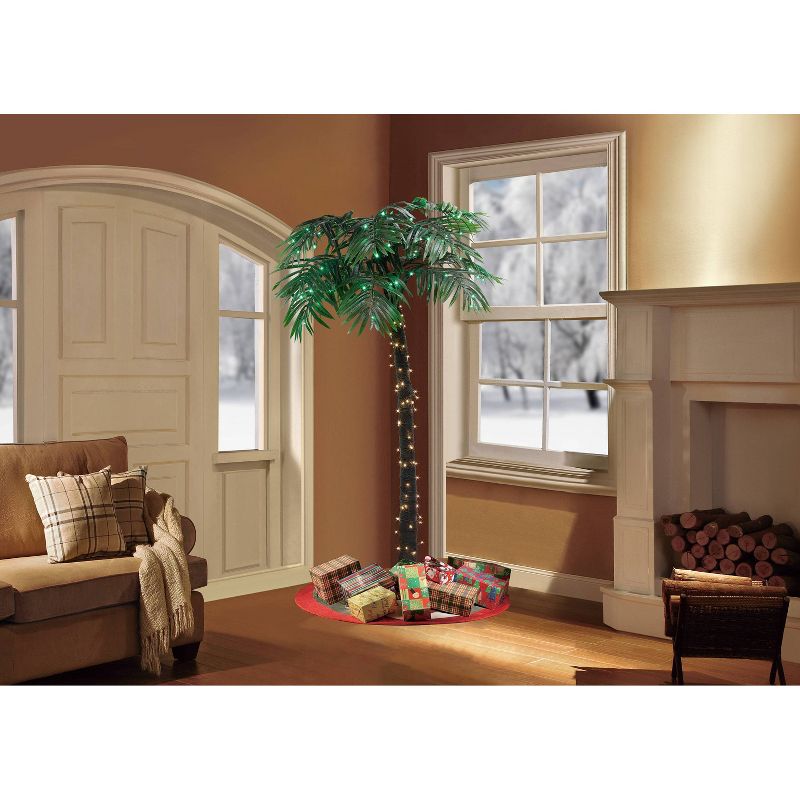 Puleo 8&#39; Pre-Lit LED Artificial Palm Tree Warm White Lights, 2 of 4