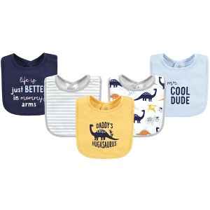 Hudson Baby Infant Boys Cotton Bibs Set, Hugasaurus, One Size - 1 of 4