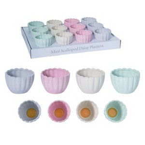 Transpac Dolomite 18.5 in. Multicolor Easter Scalloped Daisy Planters Set of 12 In Display - 1 of 4