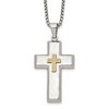 Chisel Stainless Steel Brushed Polished and Hammered Yellow IP-plated with Cubic Zirconia Cross Pendant Necklace 24" Box Chain - 2 of 4