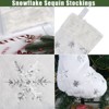 Aoibox 4 Pack White Faux Fur Christmas Stockings 17.5 Inch Silver Sequin Snowflake Fireplace Hanging Holiday Decor Large Size - 4 of 4