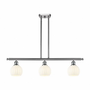 White Venetian - 3 Light Stem Hung Island In Modern Style-8.5 Inches Tall and 36 Inches Wide - 1 of 1