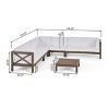 Christopher Knight Home Julie 6 Piece V-Shape Outdoor Acacia Wood Sectional Set with Coffee Table and Cushions - 3 of 4