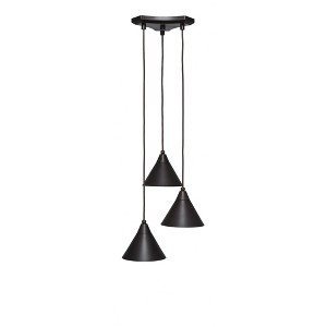 Toltec Lighting Europa 3 - Light Pendant in  Dark Granite with 7" Dark Granite Cone Metal Shade Shade - 1 of 1
