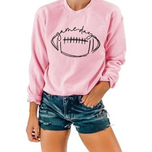 Game Day Sweatshirt Women Cute Football Graphic Pullover Shirt Football Season Long Sleeve Tops - 1 of 4