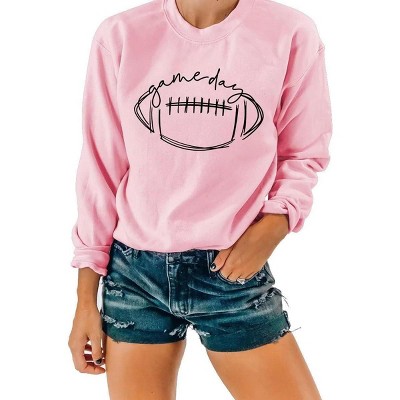 thumbnail image 2 of Women's Football Sweatshirt - Cute Football Bow Graphic Pullover Long Sleeve Top 2 of 9