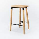 Laketown Backless Wood Counter Height Barstool with Metal Joints Natural/Black - Threshold™ designed with Studio McGee