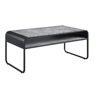 Modern Composite Wood Coffee Table with Curved Edges and Metal Frame for Living Room or Lounge - 1 of 4