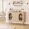 Garvee 47" Sideboard Buffet Cabinet with Fluted Glass Doors & 3 Drawers - 3 of 4