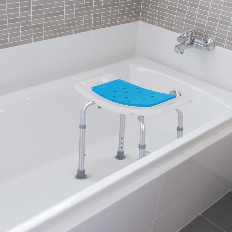 Homcom 6-Level Adjustable Curved Bath Stool Spa Shower Chair Non-Slip Design for the Elderly, Injured, & Pregnant Women, 3 of 9