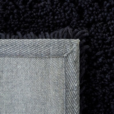 Black Hand-Tufted Wool and Synthetic Shag Area Rug