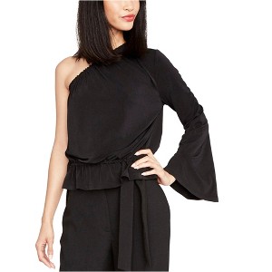 Rachel Roy Womens Bell-Sleeved One Shoulder Blouse, Black, Medium - 1 of 1