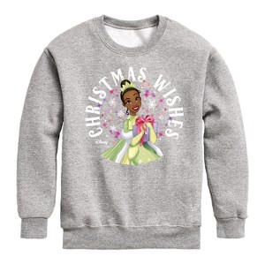Boys' - Disney - Christmas Wishes Tiana Graphic Long Sleeve Fleece Sweatshirt - 1 of 4