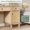 Brafab 3-Drawer Rattan Writing Desk with Storage Shelf & Power Outlets,Computer Desk with 5 Drawers and Office Desk for Home Office Workstation - 3 of 4