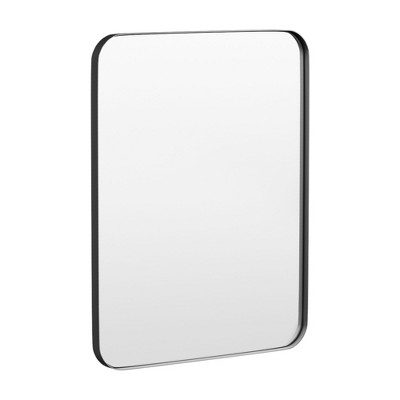 Tempered Glass Rounded Rectangle Framed Wall-Mounted Bathroom Vanity Mirror