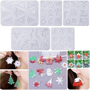 JDICTION 5PCS Christmas Resin Molds - Resin Earring Molds with Christmas Tree/Snowflake/Elk, Silicone Jewelry Pendant Molds for DIY Gift - 1 of 4