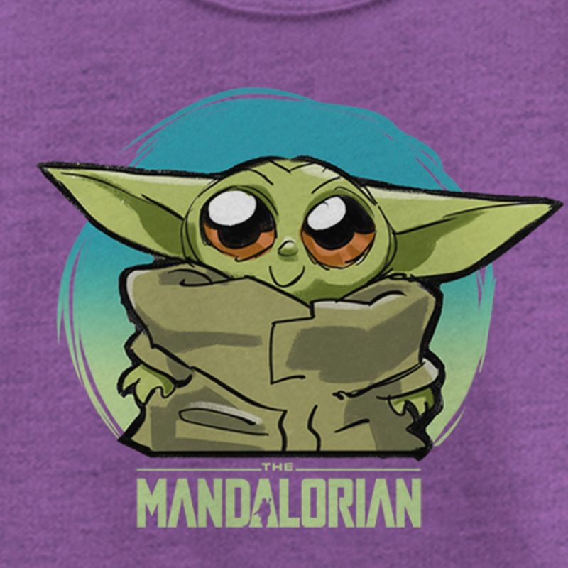 Girl's Star Wars: The Mandalorian The Child Blue Circle Big Eyes T-Shirt, 2 of 5