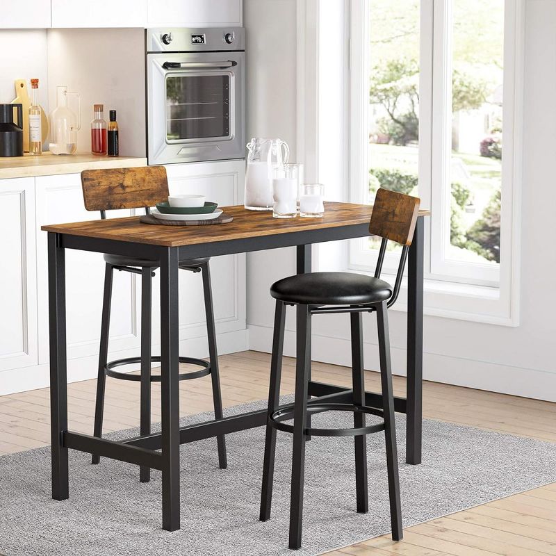 VASAGLE Bar Stools, Set of 2 PU Upholstered Breakfast Stools, 29.7 Inches Barstools with Back and Footrest, for Dining Room Kitchen Counter Bar, 4 of 5