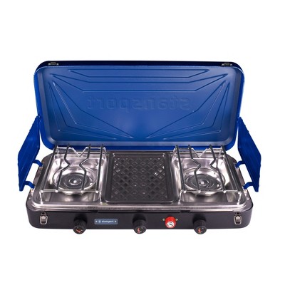 Stansport Double Burner and Grill Propane Stove Blue