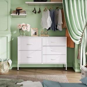 Dresser with 5 Drawers, Wide Fabric Chest with Drawer Organizers for Bedroom, Closet, Hallway - 1 of 4