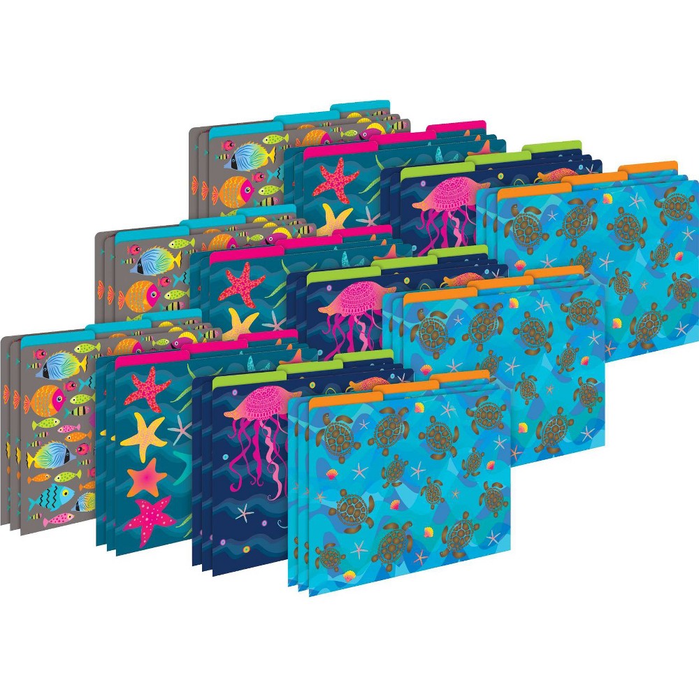 Barker Creek Kai Ola 14pt Letter-Size File Folders: Multicolored Paper, Top Tab, 50 Sheet Capacity, 36 Set