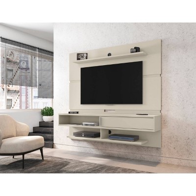 Astor Off White Modern Floating Entertainment Center with Sliding Shelf