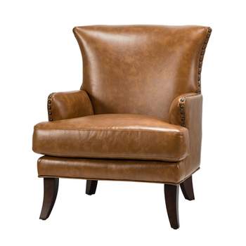 Jorge  Transitional Vegan Leather wingback design  Armchair with Nailhead Trim  for Living Room and Bedroom| Karat Home