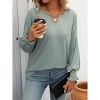 BLUEMING Womens Casual Shirts Long Lantern Sleeve Dressy V Neck Tunic Blouses Loose Business Work T-Shirts - 4 of 4
