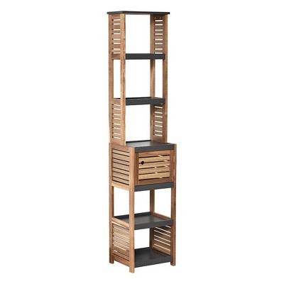 Evideco French Home Goods Bathroom Linen Storage Tower Cabinet Elements Acacia - Gray Wood