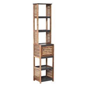 Evideco French Home Goods Bathroom Linen Storage Tower Cabinet Elements Acacia - Gray Wood - 1 of 4