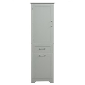 TiramisuBest Tall Bathroom Cabinet with Four Doors, Large Storage Space Open Shelve, Upper Storage Cabinet, Black - 1 of 4