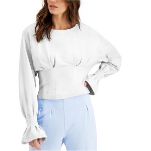I.N.C International Concepts Womens Pleated Sweatshirt, White, Large - 1 of 1
