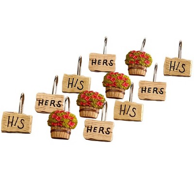 The Lakeside Collection Outhouse Bath Collection - Set of 12 Shower Hooks 12 Pieces