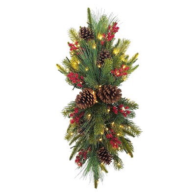 Puleo 6'x10" Pre-Lit Artificial Adorned Battery-Operated Banister Swag