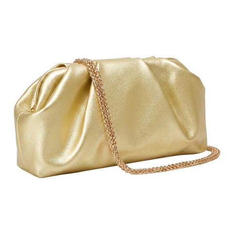 Сумки INSPIRE CHIC Vegan Leather Clutch Purse for Women Soft Pleated PU Evening Clutch with Detachable Chain Champagne Gold 11*1.9*6.3 inches