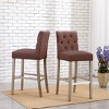 WestinTrends 29" Linen Fabric Tufted Bar Stool (Set of 2) - 2 of 4